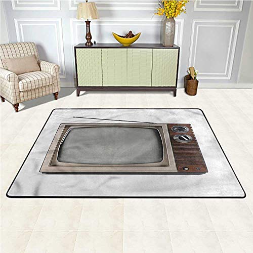 Carpet 1950s, Old Television with Antenna Simple Style Modern Carpet for Baby Children