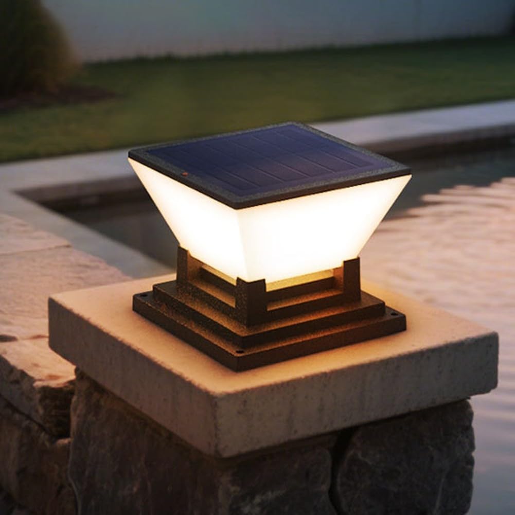 Lampadaire solaire double couleur étanche à LED pour extérieur, jardin, villa, clôture, allée, décoration (150 mm)