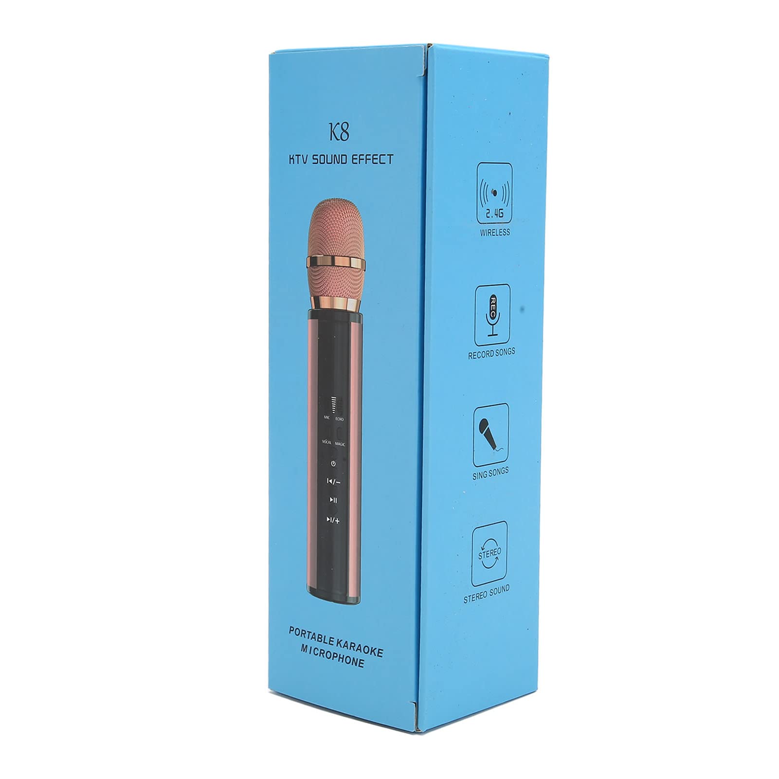 Micrófono de Karaoke Bluetooth, Altavoz de Micrófono de Mano Portátil Inalámbrico con Grabación, Micrófono Recargable de 2000 MAh, Regalos para Niños, Adultos, Fiesta en Casa (Oro)