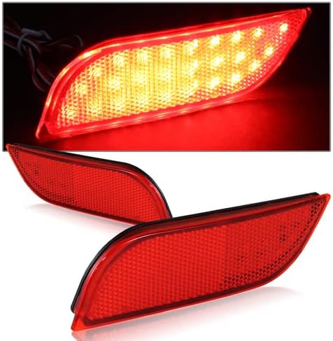 Pair LED Rear Bumper Reflector Brake Stop Light Compatible with 2008-2015 Subaru Impreza & Compatible with 2013 2014 Subaru WRX STI & Compatible with 2013-2015 Subaru XV Crosstrek (Clear Lens)