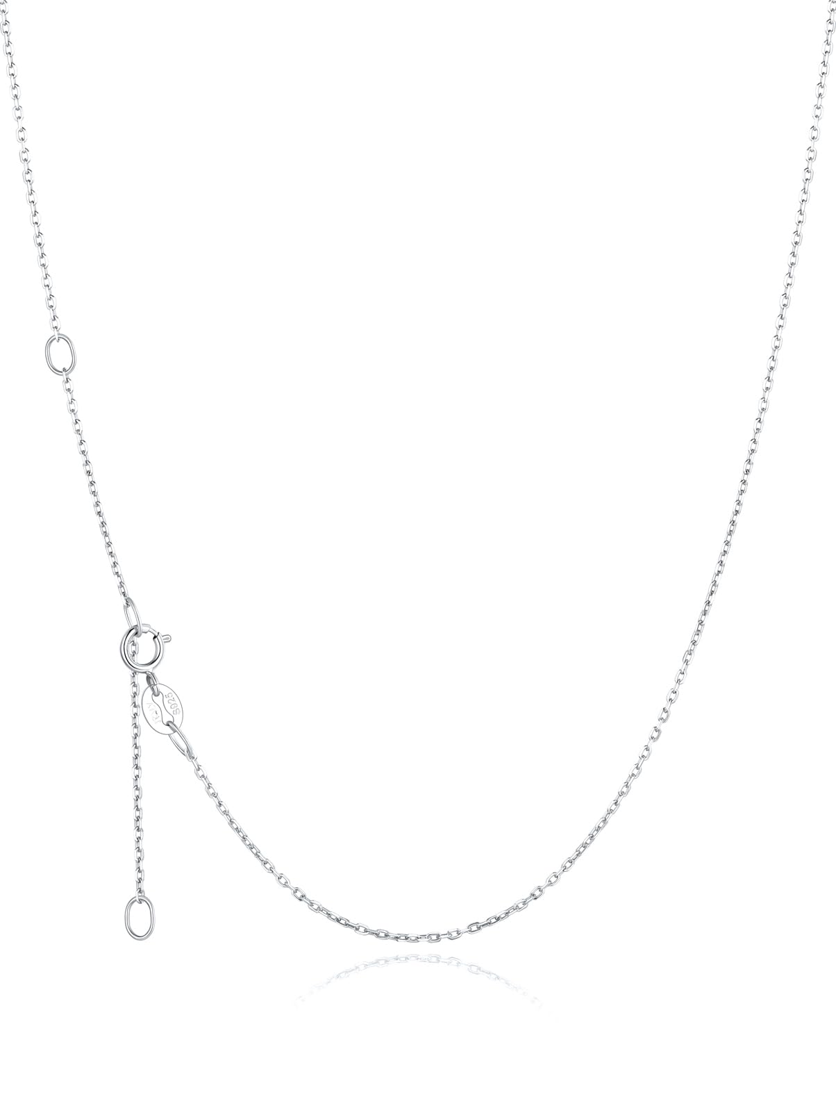 Silvora 925 Sterling Silver Chain Necklace 1.1/1.5mm Thin Silver Chain for Women Sturdy Shiny Women's Chain Necklaces Adjustable Length 16/18/20/22/24