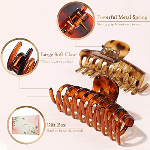 Liliebe 4.8” Extra Large Hair Claw Clips For Long Thick Hair, Strong Hold Big Banana Clips Hair For Women And Girls, Sturdy & Nonslip Jaw Clips For Thin Hair, Jumbo Hair Styling Accessories, 6 Pcs (Chic) #TOP2