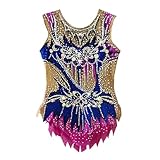 Maillots de gimnasia rítmica, niñas mujeres sin mangas competición ropa profesional gimnasia ropa deportiva(XL)