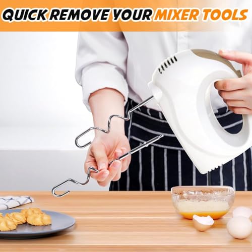 Image of Showvigor Electric Hand Mixer with 5 Stainless Steel Whisks,5 Speed,White2 | Portable Kitchen Mixer Electric Whisk, Food Beater for Whipping Mixing Cookies