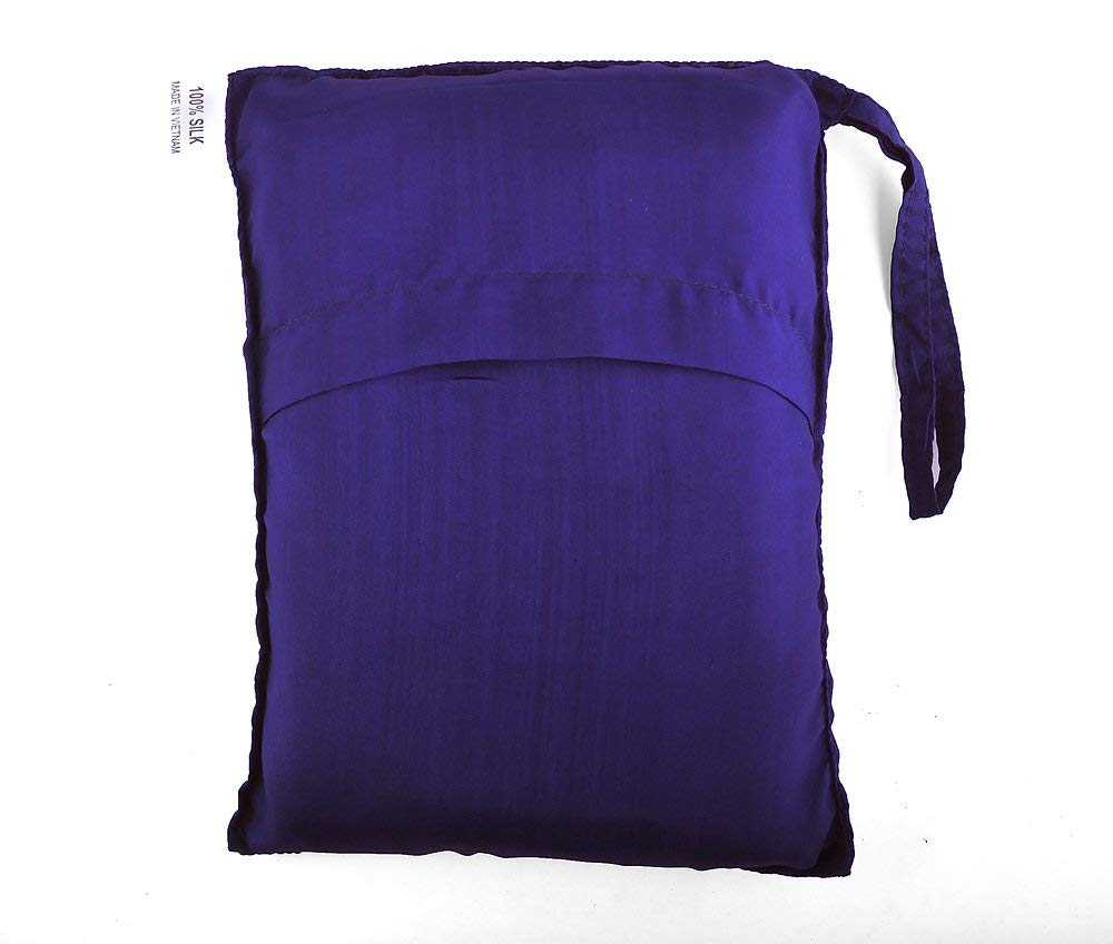 Marycrafts sleeping bag linerPurple Blue 100% Pure Mulberry Silk Single Travel Sheet Sleepsack 83"x33"