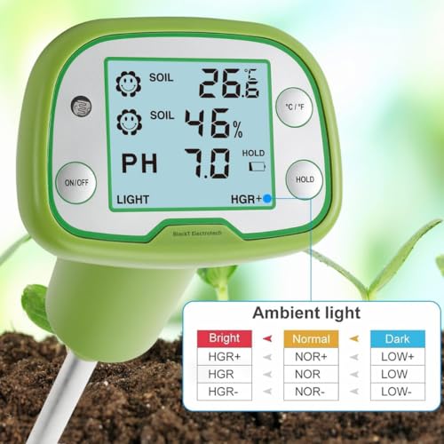 Image of Blackt Electrotech BT29S2 4-in-1 Digital Soil Tester - Soil pH, Moisture, Temperature & Sunlight Meter | Accurate Soil pH Tester for Plants, Gardening & Agriculture | Professional Plant Care Tool