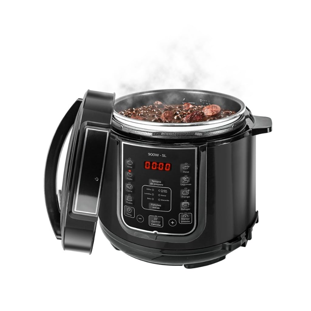 Panela de Pressão Elétrica 127V 5 Litros Preto Cozinha
