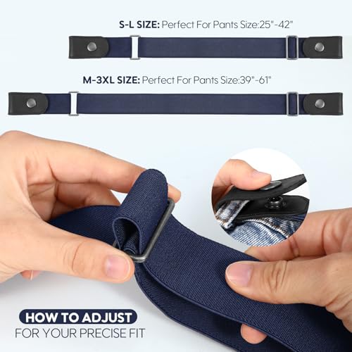 Image of WHIPPY No Buckle Stretch No Show Belt for Men 1.38 inches Wide, Buckless Invisible Elastic Belt for Jeans Pants