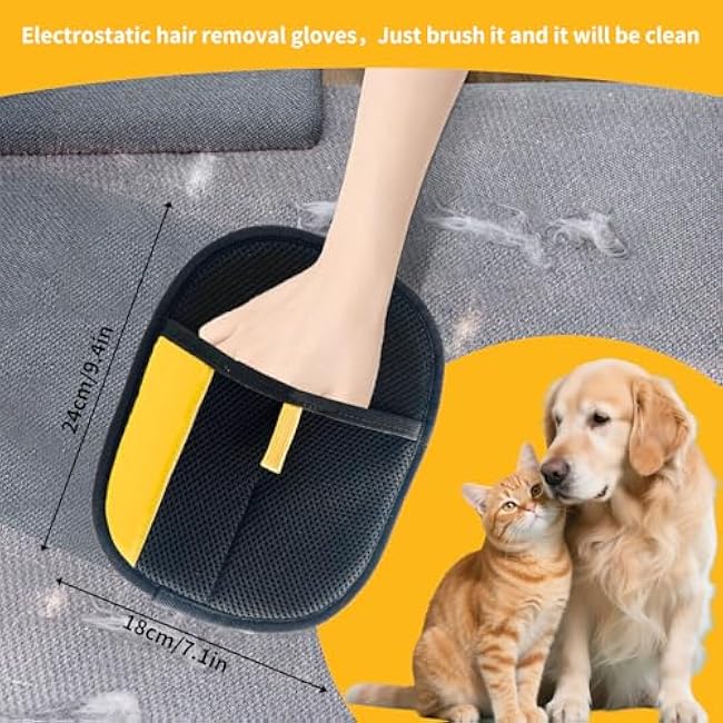 2 PCS Pet Hair Removal Glove. Pet Grooming Gloves. Reusable Cat and Dog Hair Remover. Used for Sofas, Bed Sheets, Carpets, Clothes, Curtains and Car Seats.-a3vnGb89