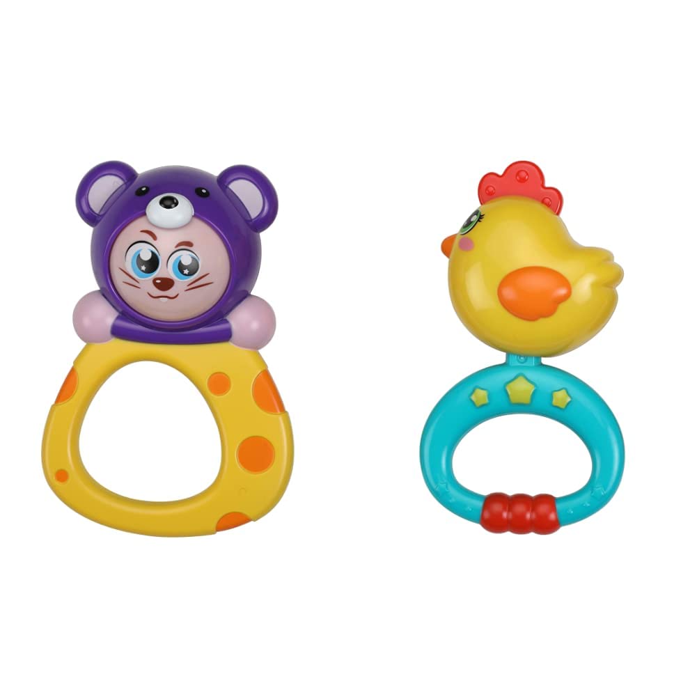 Luvlap - 18554 Mouse Rattle for Baby, Multicolor & Luvlap - 18563 Hen Rattle for Baby, Multicolor