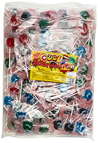 Cool Malermeister Lot de 200 sucettes colorées dans un sac de 1 kg, 1 paquet (1 x 1 kg)