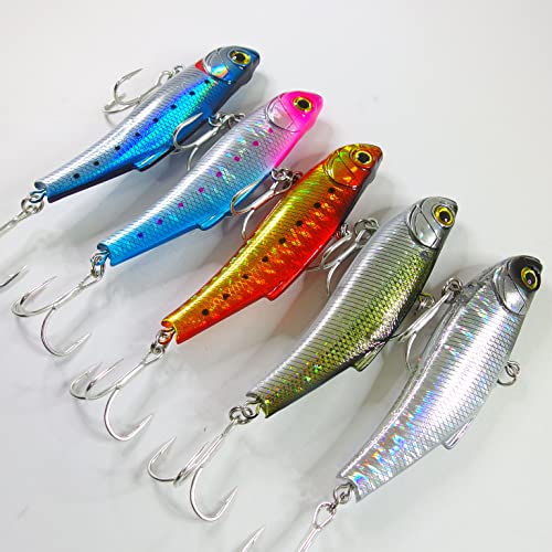 momoルアー シーバスルアー バイブレーション ナイフエッジバイブ 70ES 55ES 高実績 小型青物 サクラマス 定番ルアー (70mm - アソート02) 4枚目