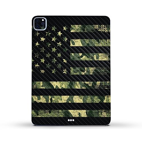 Image of MightySkins Carbon Fiber Skin Compatible with Apple iPad Pro 11 inch M2 4th Gen (2022) Full Wrap Kit - American Camo | Protective, Durable Textured Carbon Fiber Finish | Easy to Apply | Made in The USA