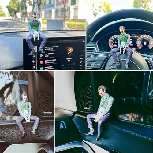 Image of OBEROI'S TRADERS Joker Car Dashboard Figurine Small Size | Villain Mask Idol for Car Interior Decoration | Premium Resin Showpiece for Home & Office | Anti-Slip Base (Small)