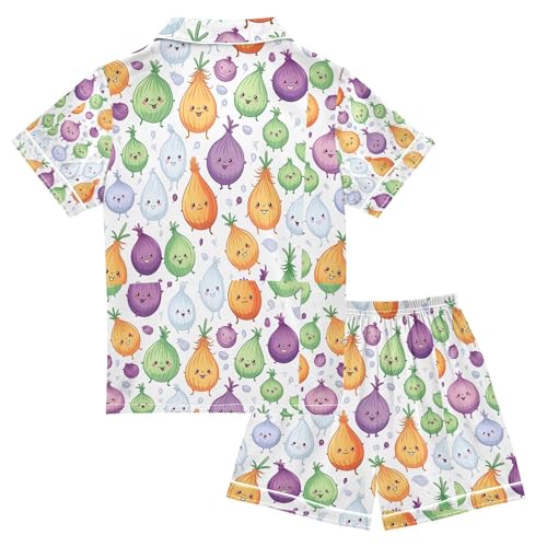 senya Colorful Fig Satin Summer Pajama Sets Silk Short Sleeve Button Down Sleepwear2