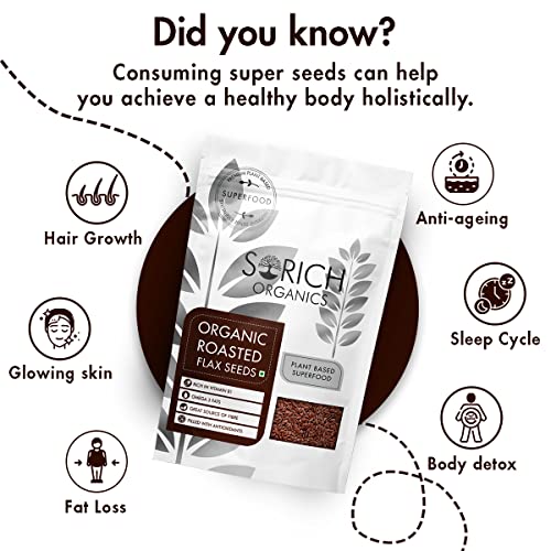 Image of Sorich Organics Roasted Flax Seeds 200 Gm - Rich in Protein & Omega 3 | Improves Hair Growth | Helps in Boosting Immunity | Diet Food