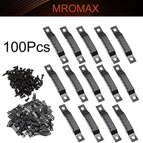 Image of MroMax 100PCS Sawtooth Picture Hangers Iron Picture Hangers 1.77 inch x 0.24 inch Double Hole Picture Frames Hangers for Hanging Clock Paintings Artwork Picture Frame Hook Photos Black