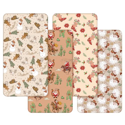 Image of Vitalcozy 4 Pcs Western Christmas Crib Sheet for Standard Nursery Decor