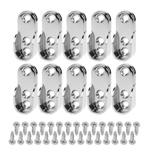 Lot de 10 supports de tringle à vêtements - Argenté - Avec vis - Pour montage mural - Accessoires d'armoire