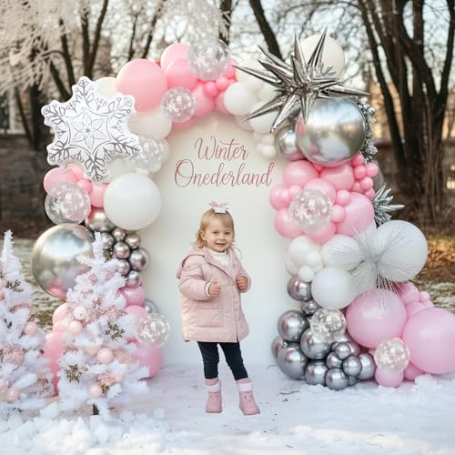 Image of Pink Winter Wonderland Christmas Balloons, for Princess Snow Party Balloon