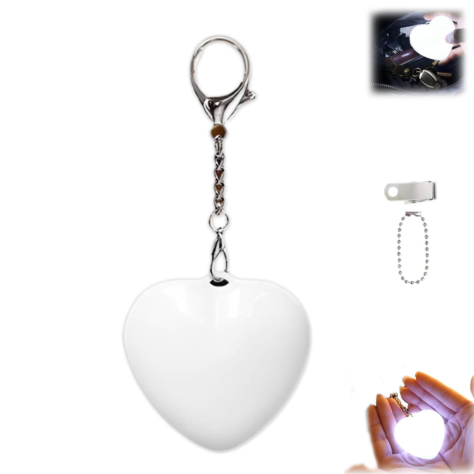 Purse Glow Heart Light, Love Wallet Tote Bag Touch Sensing Light, Mini Touch Purse LED Lamp, Handbag Illuminator Hanging Lights, Portable Night Lights, Bag Accessories for Women Girls (White)