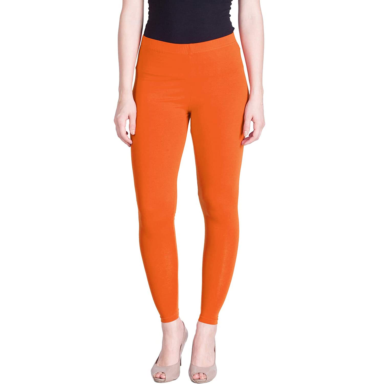 Women's Skinny Fit Cotton Blend Leggings (Lyra_AL_FS_116 Carrot orange_Orange_L)-image-23
