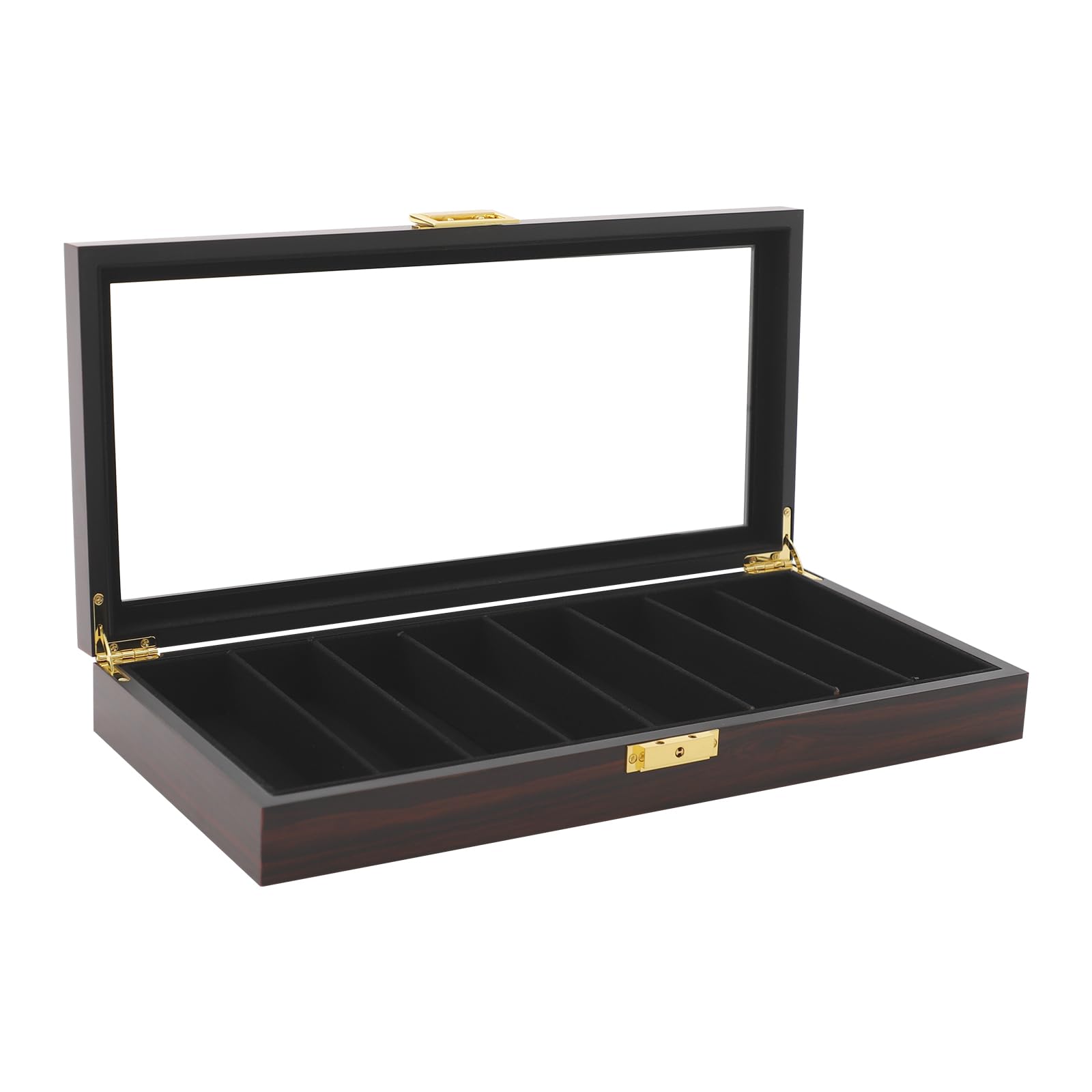Présentoir à couteaux de poche pour 8 couteaux, aspect ébène, doublure en flanelle, fenêtre en verre, serrure en métal, organisateur et boîte de collection, cadeau pour homme