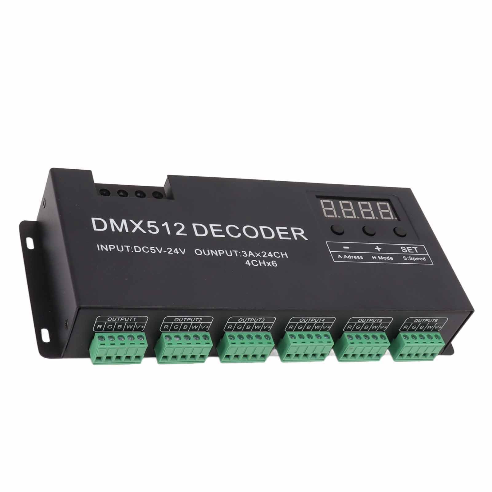 Controlador de intensidad RGBW DMX512, 24 canales DMX decodificador RGBW DMX512, controlador LED para escenario DC5V-24V, dispositivos de grabación de estudio