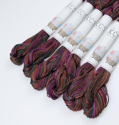 Image of KCS Big skeins of 25 Meters Size 25 Color Variegated Cross Stitch Stranded Threads,6 skeins,4522