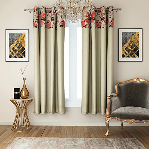 Image of Swayam Blackout Window Curtain Set 2 for Bedroom, Guest Room - Thermal Insulator, Comes with Readymade Eyelets, Triple Layer Weave (5Ft) Noise Dampener, Machine Washable - Grey