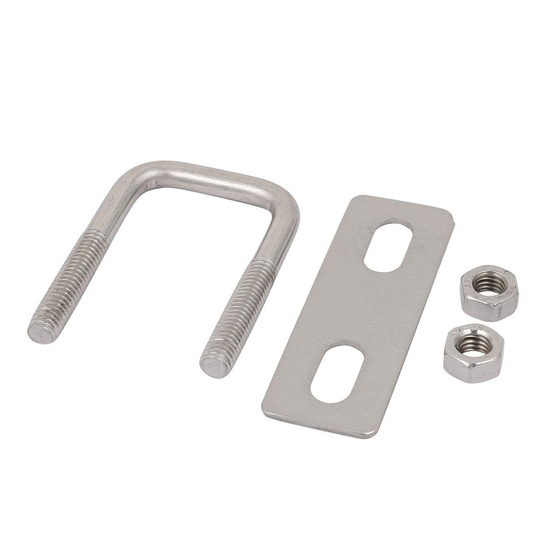 uxcell 4pcs M6 25mm Inner Width 304 Stainless Steel Square U Bolt w Hex Nut Plate