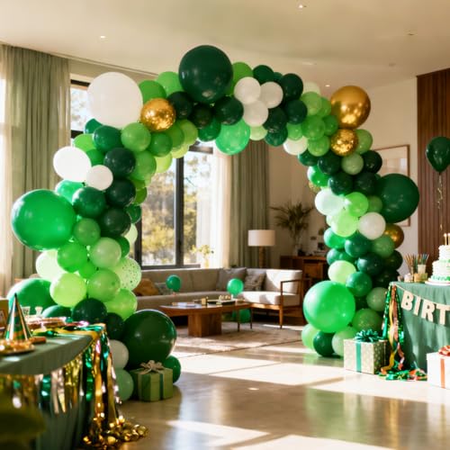 Image of RUBFAC 129pcs Green Balloons Different Sizes 18 12 10 5 Inch Green Latex Christmas Balloon Garland Arch for Masquerade Party Decorations Birthday Baby Shower Wedding Party Supplies