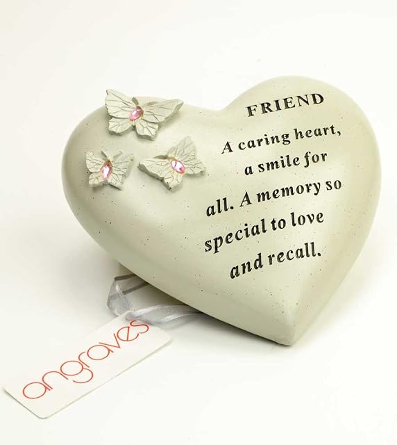 Angraves Special Friend Butterfly Gem Heart Graveside Memorial Ornament Plaque