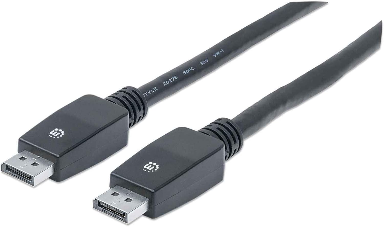 Manhattan DisplayPort to DisplayPort Cable, 4K, 5 m, Male to Male, 10.8 Gbps, 4K x 2K at 60 Hz, Bi-Directional, Fully Shielded, Black, Polybag