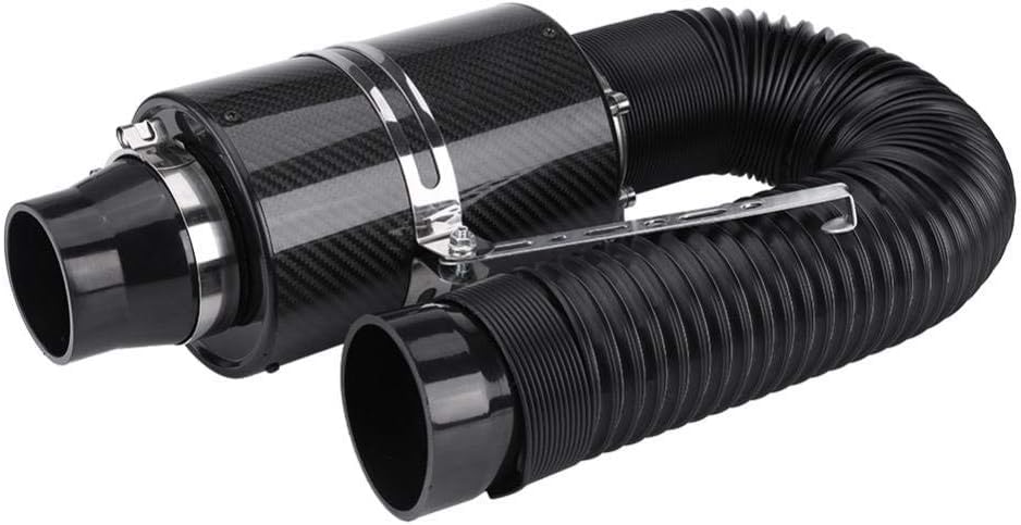 Cold Air Intake Kit, Filter Box Title, 76 mm 3 Inch Universal Carbon Fibre Intake Filter Box, Cold Air Intake System with Intake Hose
