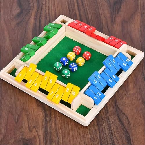 Image of Wooden Shut The Box Game with Dice | Classic Board Game for Kids & Adults | Family Fun, Educational & Strategy Game | Portable & Durable Design