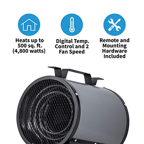 Newair, Ngh500Ga00, 2-In-1 240V 4800 Watt Portable Or Mountable Garage Heater, Heats Up To 500 Square Feet, Gray #TOP4