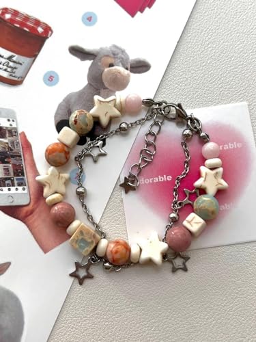 Y2k Star Beaded Bracelets Kawaii Double Layer Bracelet for Women Trendy Fairycore Jewelry Fairy Grunge Accessories3