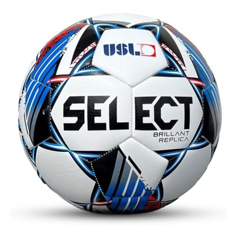 SELECT USL Brillant Replica v24 Soccer Ball, White/Blue/Red, Size 5 Cover