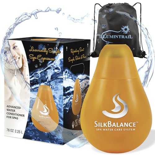 Silk Balance Natural Hot Tub Solution - 76 oz - Water Softener & Water Care System - Spa & Hot Tub Cleaner Balancer Clarifier & Conditioner - 4 Month Supply Bundle with a Drawstring Bag