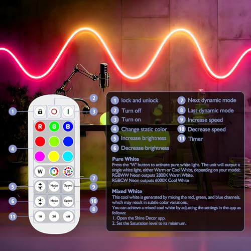 Shine Decor luces de neón RGB+WW de 24V con control APP y WiFi miniatura 3