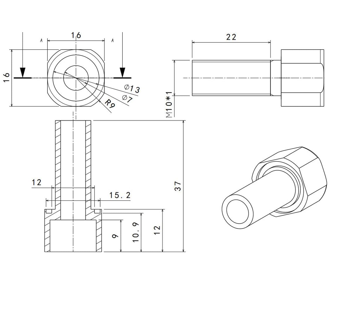 M10 Hollow Screws for Sealing Compartment Threading,Waterproof Bolts for ROV