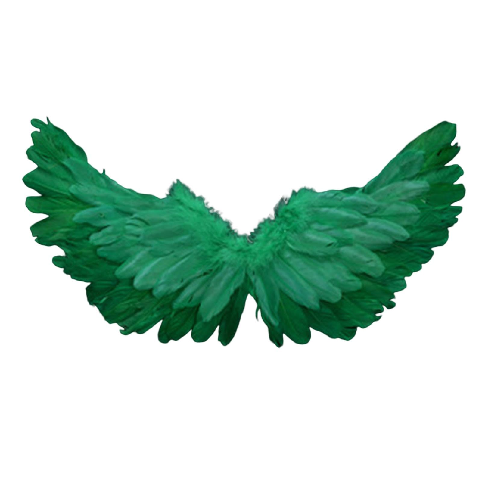 curfair Angel Feather Wings Costume Prop with Elastic Straps, Bright Color Lightweight Role Play Wings for Halloween Stage Performance Photography Cosplay (Green)