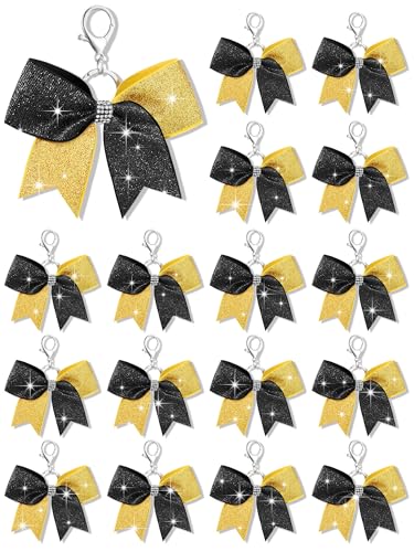 Image of Tondiamo Cheer Bow Keychain Cheer Keychain with Rhinestones Cheerleader Keyrings for Team Gift Cheerleading Sports Accessory