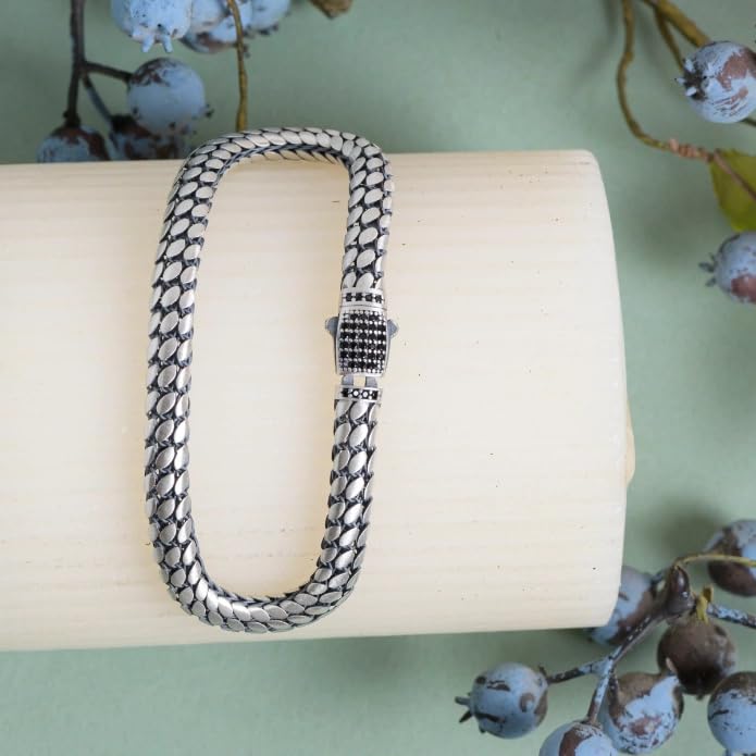 Image of Turkish Mesh Bracelet | Woven Chain Style Construction | 925 Sterling Silver | Flexible Wrist Design | Unisex Adult Wear