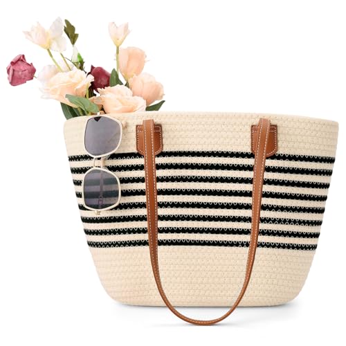 Bolso Tote de paja para mujer, grande y ligero miniatura 1
