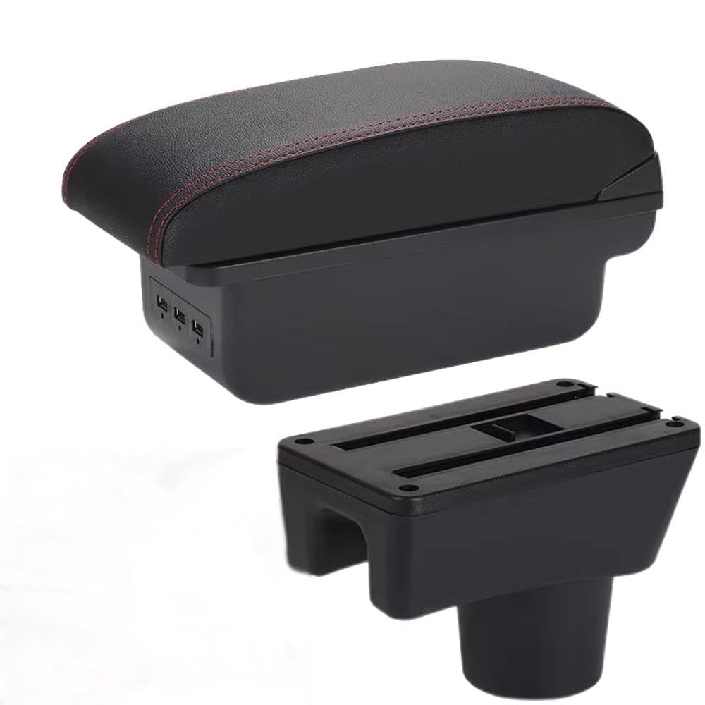 FSOZDBBPL For Mitsubishi Attrage For Mirage For Space Star For Dodge Attitude Car Armrest Box Storage Box Interior Parts(B1 Black red 3USB)