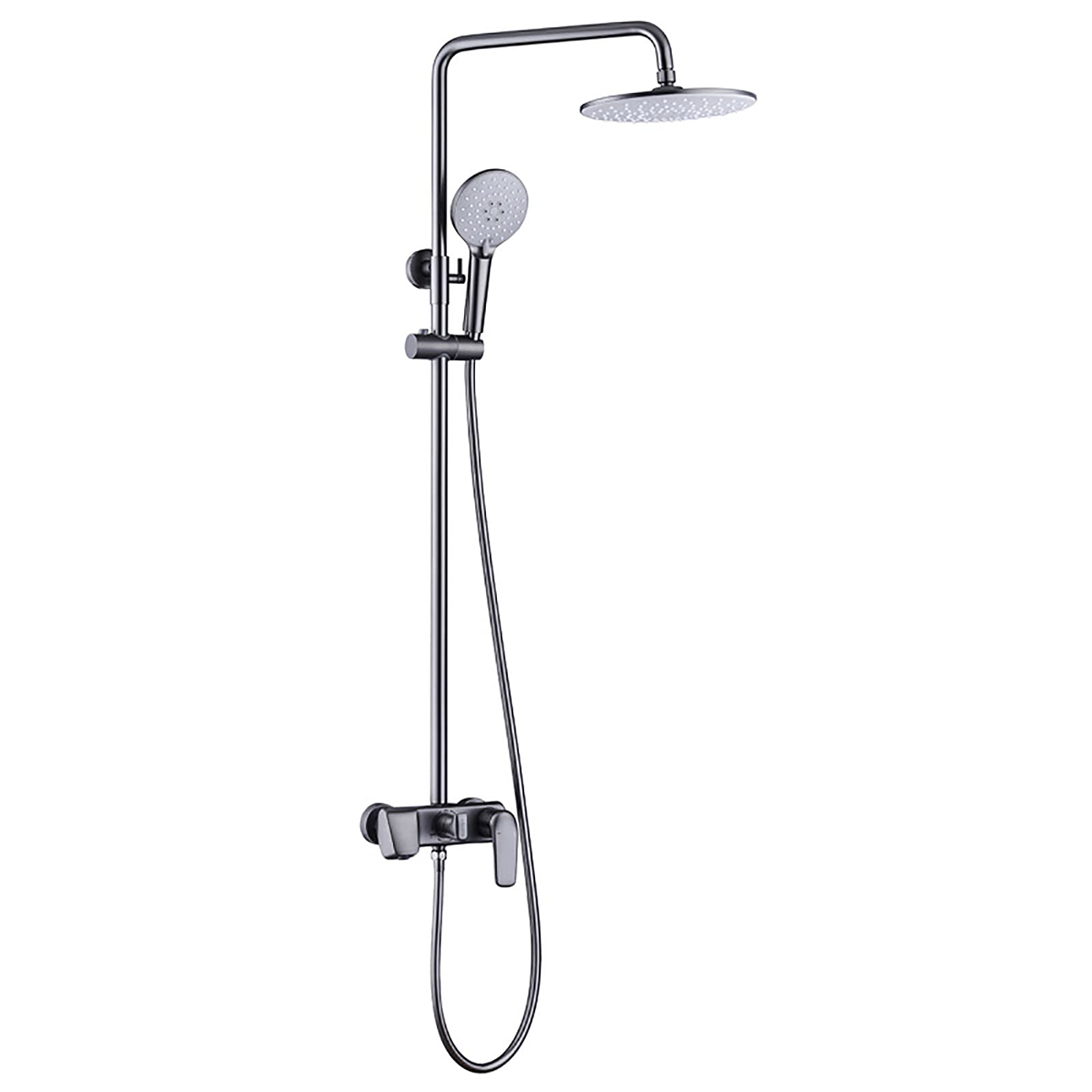 SBCGFY Faucets,Faucet/Tap,Shower System, Rain Mixer Shower Combo Set Height Adjustable 3 Functions Shower Faucet Set With Tub Spout, Rainfall Shower Head And Ld Combo Set/Gun Gray