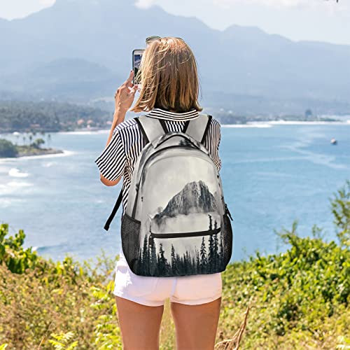 Mountain Forest Tree Foggy School Backpack for Girls Boys, Travel Backpack Lightweight Bookbag College Student School Bag Laptop Backpack Hiking Camping Daypack Bag 16 Inch 6