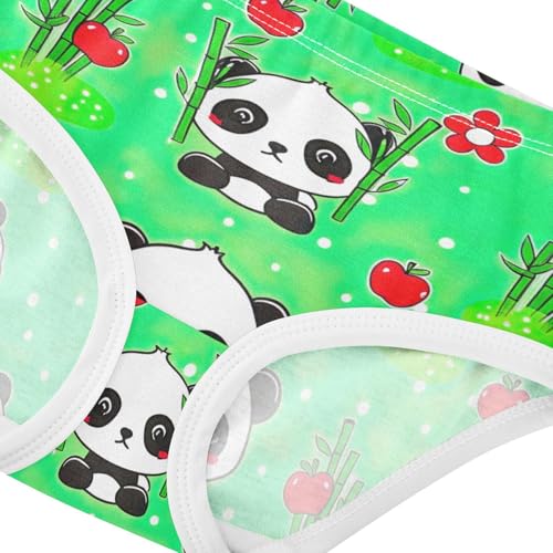 Cute Cartoon Pandas Green Little Girl Panties Toddler Underwear Custom Cotton Aesthetic Kids Undies Briefs 2t4
